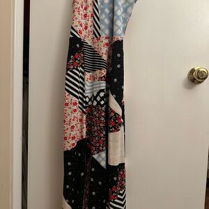 Candie's Floral and Striped Dress with Black Accents